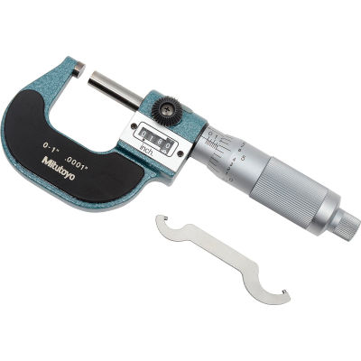 Starrett T216XRL-1 Digital Outside Micrometer, Ratchet Stop, Lock Nut, Carbide Faces, 0-1 Range, 0.0001 Graduation, +/-0.00005 Accuracy