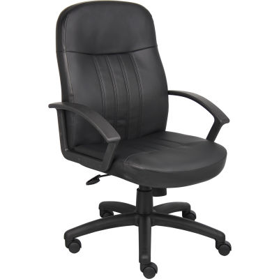 Interion® Executive Office Chair With High Back & Fixed Arms, Synthetic ...