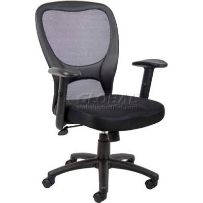 Interion® Mesh Task Chair with Arms - Fabric - High Back - Black