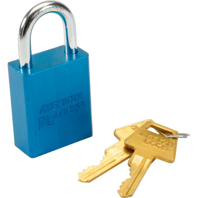 No Lock® américain Cadenas rectangulaire de A1105BLU en aluminium massif, bleu - Qté par paquet : 6