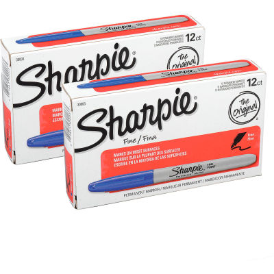 Sharpie® Marqueur permanent, Fine Point, Encre Bleue, Douzaine