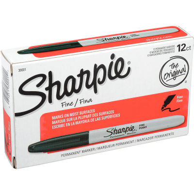 Sharpie® Marqueur permanent, Fine Point, Encre Noire - Qté par paquet : 12