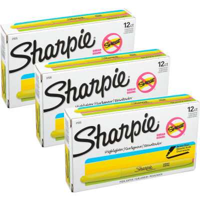 Sharpie® Accent Highlighter, Narrow Chisel Tip, Nontoxic, Fluorescent Yellow Ink, Douzaine