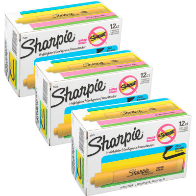 Sharpie® Accent Tank Highlighter, Smear Guard, Chisel Tip, Yellow Ink - Douzaine