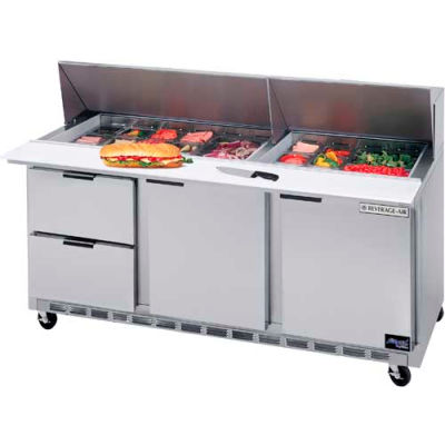 Préparation de nourriture Tables SPED72 série élite Mega Top w / tiroirs, 72" W - SPED72HC-12M-4