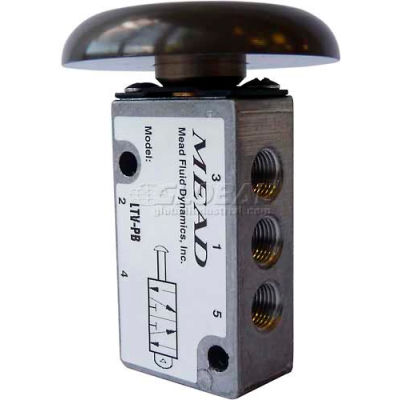 Bimba-Mead Air Valve LTV-PB, 5 Port, 2 Pos, manuel, 1/8" NPTF Port base Valve pour côté Mt