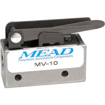 Bimba-Mead Air Valve MV-10, 3 Port, 2 Pos, mécanique, 1/8" NPTF Port, droit de la feuille Actr