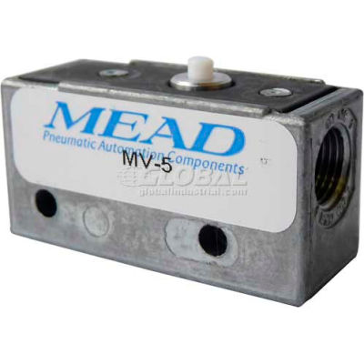 Bimba-Mead Air Valve MV-5, Port 3, 2 Pos, mécanique, 1/8" NPTF Port, broche piston actionneur