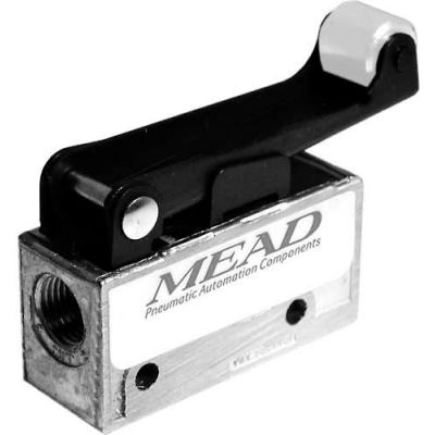 Bimba-Mead Air Valve MV-90, 3 Port, 2 Pos, mécanique, 1/8" NPTF Port galet en Nylon feuille Actr