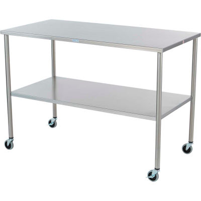 Global Industrial™ Mobile Stainless Steel Instrument Table, 72 x 24 », sous étagère