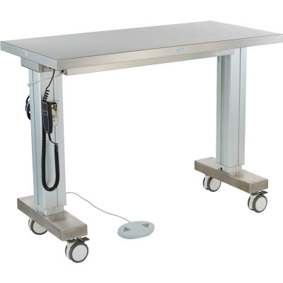 Blickman Table d’instrument mobile en acier inoxydable, 50-1/2 x 24 », hauteur réglable motorisée