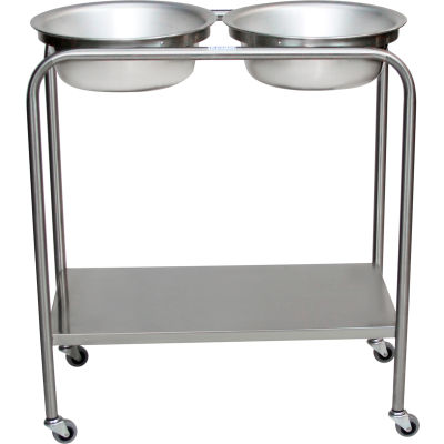 Blickman Double Basin Solution Stand w / H Brace, acier inoxydable, 29 « Wx15"Dx33"H, 8,5 Qt Cap.