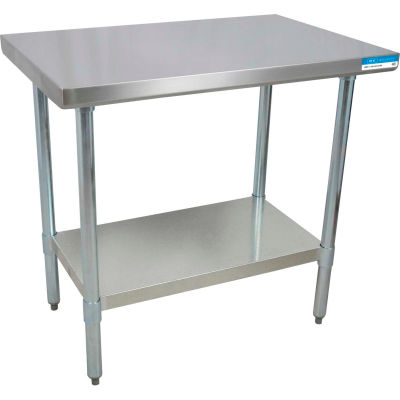 Table en acier inoxydable BK Resources 430, 48 x 18 », sous-étagère galvanisée, calibre 18