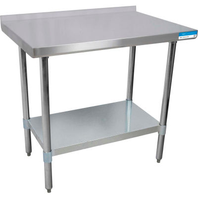 Table en acier inoxydable BK Resources 430, 24 x 18 », sous-étagère galvanisée, dosseret 1-1/2 », calibre 18