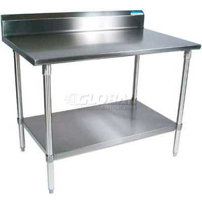 Table en acier inoxydable BK Resources 430, 24 x 24 », sous étagère, dosseret 5 », calibre 18