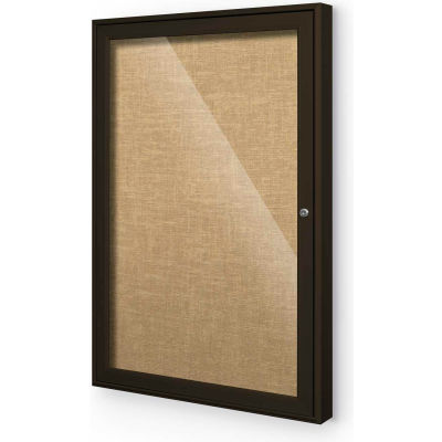 Balt® Indoor Enclosed Bulletin Board - 1 Door - Cork - Coffee Aluminum Frame - 24"W x 36"H