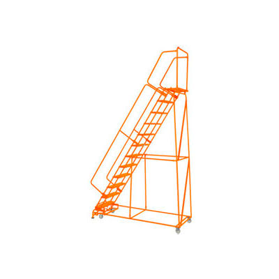 Poignée 12 étape acier 24" O roulant échelle 21" D verrouillage de la plus haute marche pas, Orange w / Cal OSHA main courante
