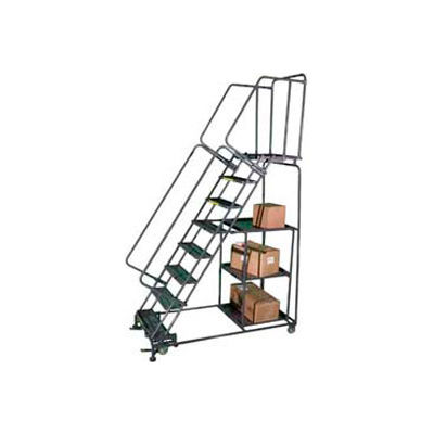 Étape 12 perforé en acier Stock Picking Ladder Tread w / Cal OSHA balustrade CAL SPL-12-14 P