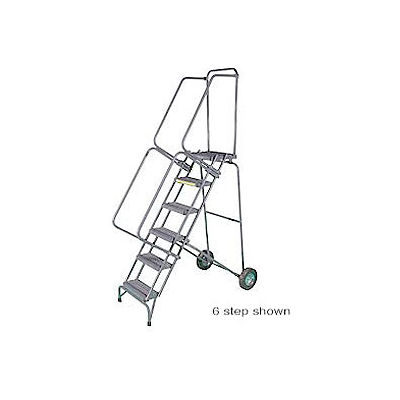 Étape 9 16" W acier Fold & stocker roulement Ladder, Heavy Duty dentelée caillebotis w / Cal OSHA main courante