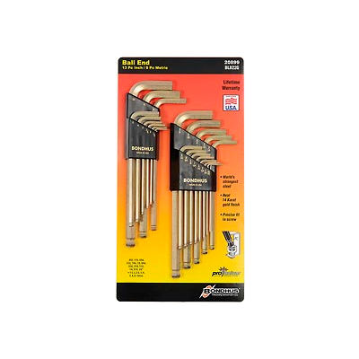 Bondhus 20899 Inch/Metric GoldGuard Plated Balldriver L-wrench Double Pack 38099 & 37937
