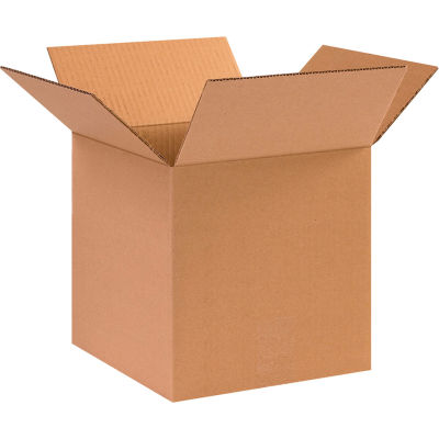 Global Industrial Cube Cardboard Corrugated Boxes, 10"L x 10"W x 10"H, Kraft - Pkg Qty 25