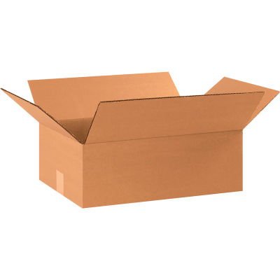 Boîtes en carton ondulé plats industriels™ mondiaux, 17-1/4"L x 11-1/4"L x 4"H, Kraft - Qté par paquet : 25