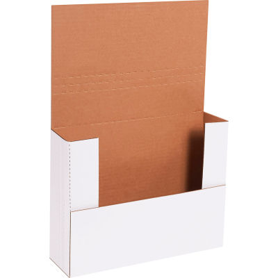 Global Industrial™ Carton ondulé Easy-Fold Mailers, 12"L x 9"L x 3"H, Blanc - Qté par paquet : 50