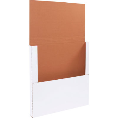 Global Industrial™ Carton ondulé Easy-Fold Mailers, 18"L x 18"L x 2"H, Blanc - Qté par paquet : 50