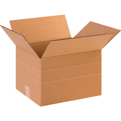 Global Industrial™ Boîtes ondulées en carton multi profondeur, 15"L x 12"W x 10"H, Kraft - Qté par paquet : 25