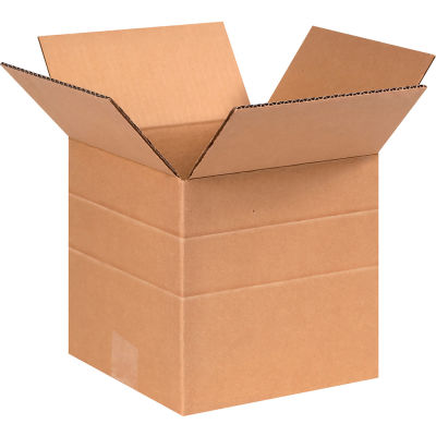 Global Industrial™ Boîtes ondulées en carton multi profondeur, 6"L x 6"W x 6"H, Kraft - Qté par paquet : 25