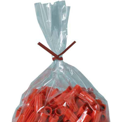 Global Industrial™ Twist Ties Open Type Bag, 4"L x 1/8"W, Red, 2000/Pack