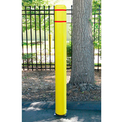 FlexBollard, 7" diamètre x 52"H, Installation de béton, jaune w / bande blanche