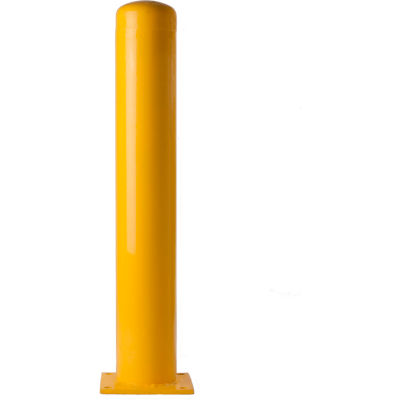 Visser le Bollard, 6" ø x 42"H sur 12 » x 10 » plaque w / 4 boulons, jaune