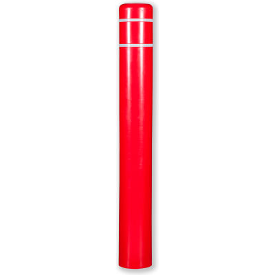 Couverture de borne Post Guard, 4-1/2 po de diamètre x 64 po H, rouge avec bandes blanches