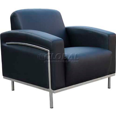 Chaise de salon de réception Boss avec bras - vinyle - noir