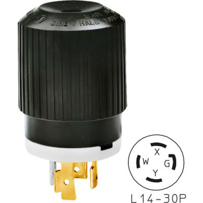 Bryant 71430NP TECHSPEC® Plug, L14-30, 30 a, 125/250V, noir/blanc