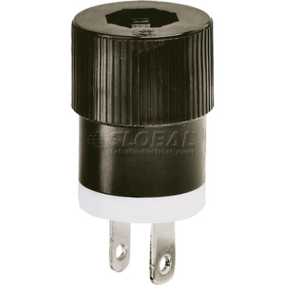 Bryant 9754NS Straight Blade Plug, 15A, 125V, Black/White