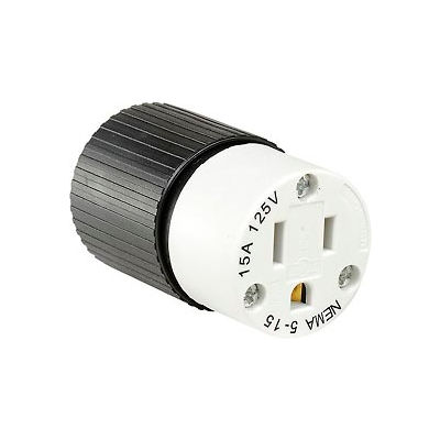 Bryant BRY5269NC TECHSPEC® Straight Blade Connector, 15A, 125V, Black/White