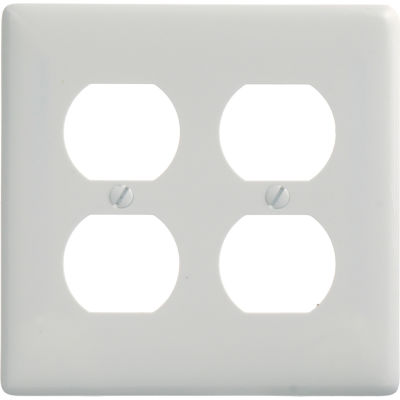 Bryant NP82W Duplex Plate, 2-Gang, Standard, White Nylon