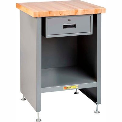 Petite table fermée géante W / tiroir, maple butcher block bord carré, 13"L x 17"D x 34"H, gris
