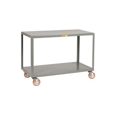Petite table de travail mobile géante® en acier soudé, 48 x 24 », 2 étagères et freins de roue