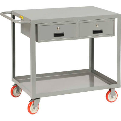 Little Giant® Service Cart w/Flush Top, 2 Drawers, 24"Wx36"L