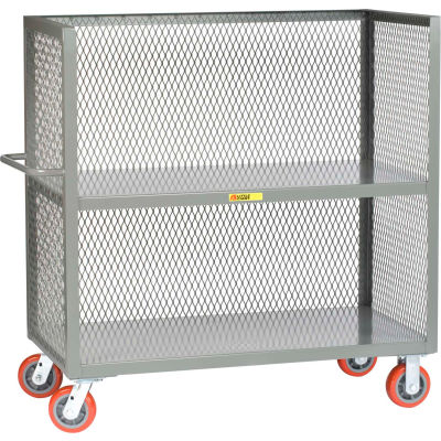 Little Giant® 3-Sided Truck T2-2448-6PY, 2 Shelves, Mesh Sides, 24 x 48
