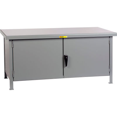 Établi d’armoire robuste Little Giant® avec bord carré en acier, 60 po L x 30 po P, gris