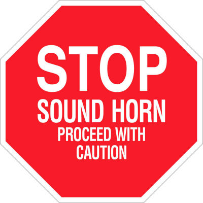 Brady® 124508 Stop Sound Horn Procéder avec le signe de prudence, Aluminium, 24"W X 24"H