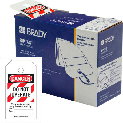 Brady® 150502 RipTag™ Safety Tag Roll Do Not Operate, 3"W x 5,75"H, 250/Roll, Red Stripes