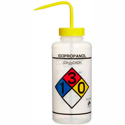 Bel-Art LDPE flacons 117320008, 1000ml, Label de l’Isopropanol, jaune PAC, bouche large, 4/PK