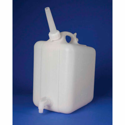 Bel-Art HDPE Jerrican avec robinet que bec 11859-0050, 20 litres, bouchon à vis, 3/4" diamètre intérieur, blanc, 1/PK