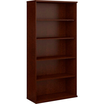 Bush Furniture Double Bookcase with 5 Shelves - Mocha Cherry - Series C