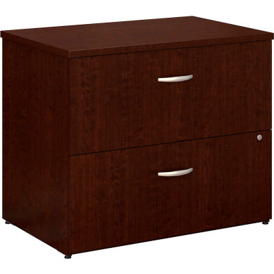 Bush Furniture Lateral File Cabinet, 2 Drawer with Single Handle Pulls - Mocha Cherry - Series C
